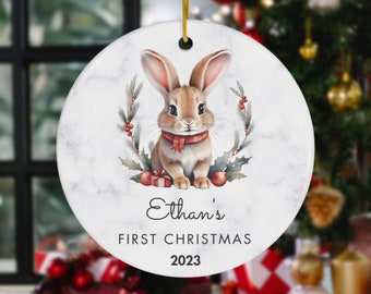 Personalized Baby's First Christmas Ornament 2023, Bunny Christmas Ornament, Baby Christmas Ornament, New Baby Gift