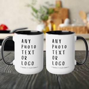 Personalized Text, Photo or Logo Mug 15oz Black