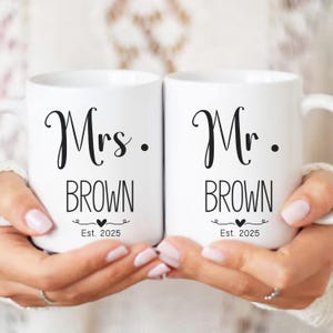 Personalized Mr & Mrs Mug, Engaged Couple Mugs, Customized Newly Wed Mug, Anniversary Couples Gift, Custom Coffee Mug, 2 Sizes White Black