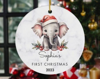 Personalized Baby's First Christmas Ornament 2023, Elephant Christmas Ornament, Baby Christmas Ornament, New Baby Gift