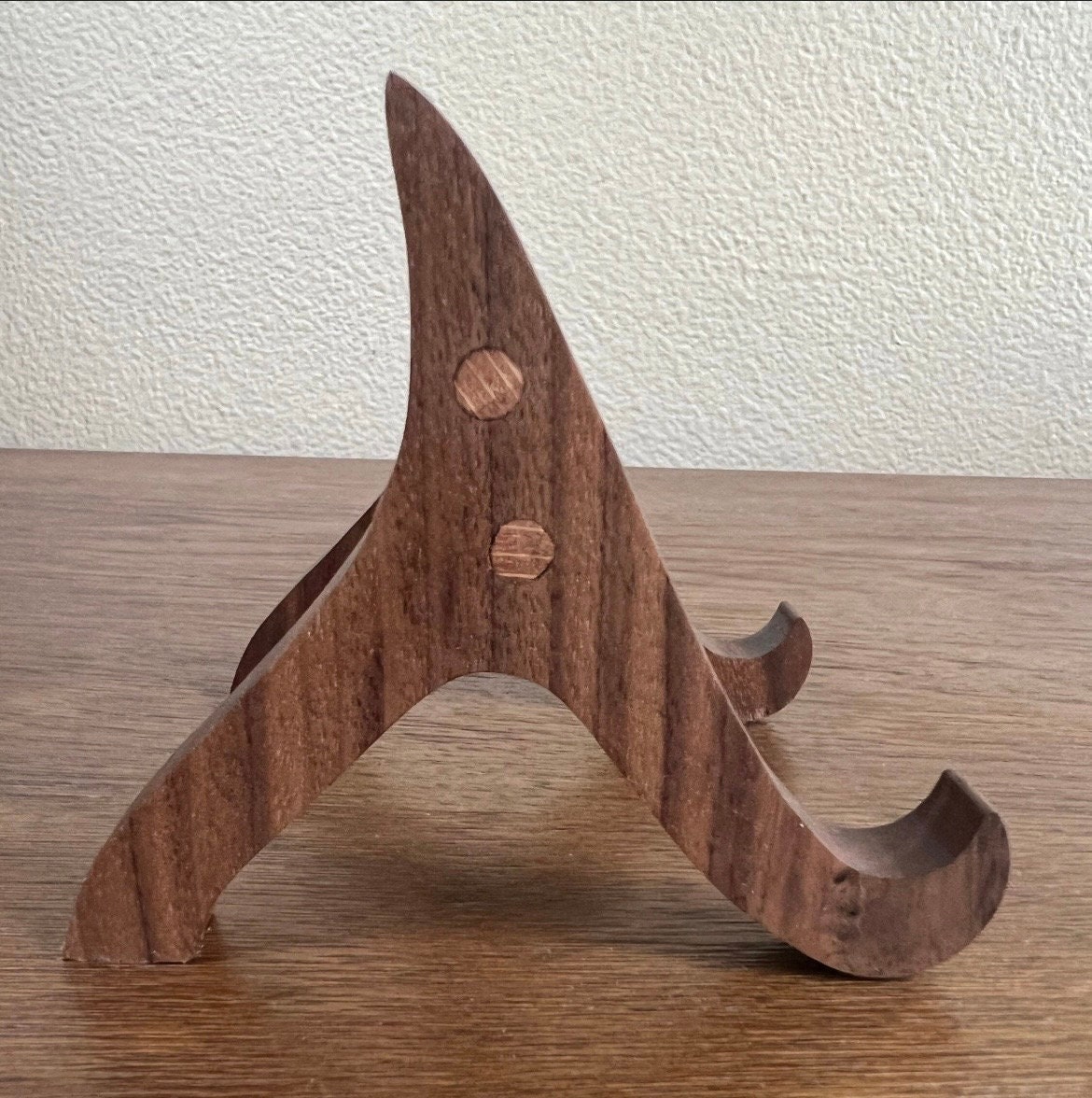 Small Custom-made Vintage Style Walnut Wood Plate Picture Stand, Plate ...