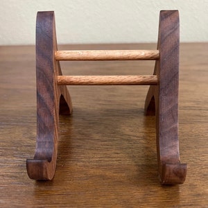Small Custom-made Vintage Style Walnut Wood Plate Picture Stand, Plate ...