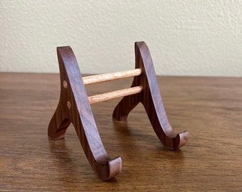 Small Custom-Made Vintage Style Walnut Wood Plate Picture Stand, Plate Stand, Display Stand, Easel, Plate Easel, Wood Easel, Display Easel