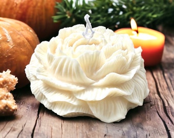 Large White Peony Scented soy wax Candle Thanksgiving Gift unique candle Christmas gift for her Wedding Centrepiece home decor Birthday Gift