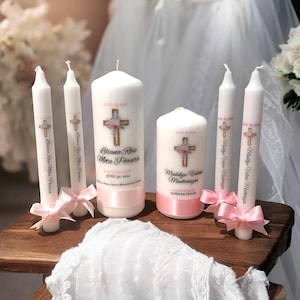 personalized baptism candle Set Godparents gift custom candle communion gift personalized christening candle ceremonial baptism taper candle