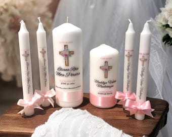 personalized baptism candle Set Godparents gift custom candle communion gift personalized christening candle ceremonial baptism taper candle