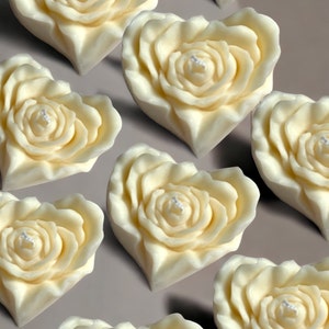 Custom Bulk  Large Rose Heart Wedding favor candle handmade Bridal party gift personalized wedding party favor bridal shower giveaway gift
