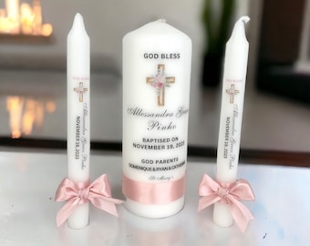 personalized baptism candle Set Godparents gift custom candle communion gift personalized christening candle ceremonial baptism taper candle