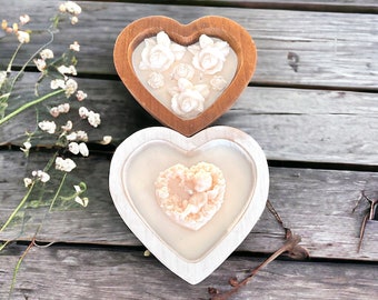 Handmade Heart Wooden Bowl Scented Candle Mother's Day Gift Idea Eco-Friendly candle Home Decor unique candle Gift for her Bridal party gift