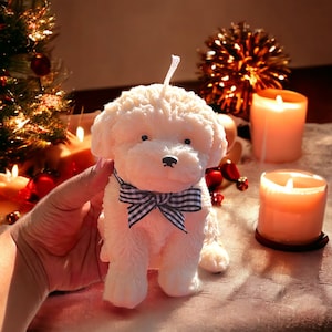Dog candle hand poured doggy candle Christmas gift for dog mom scented candle unique Holiday gift for dog lovers puppy candle Holiday decor