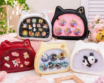 Kawaii Katze Ita Bag, Anime Pin Display Crossbody Bag, süße Itabag Geldbörse für Pins, Umhängetasche im japanischen Stil, Geschenk für Anime-Fans