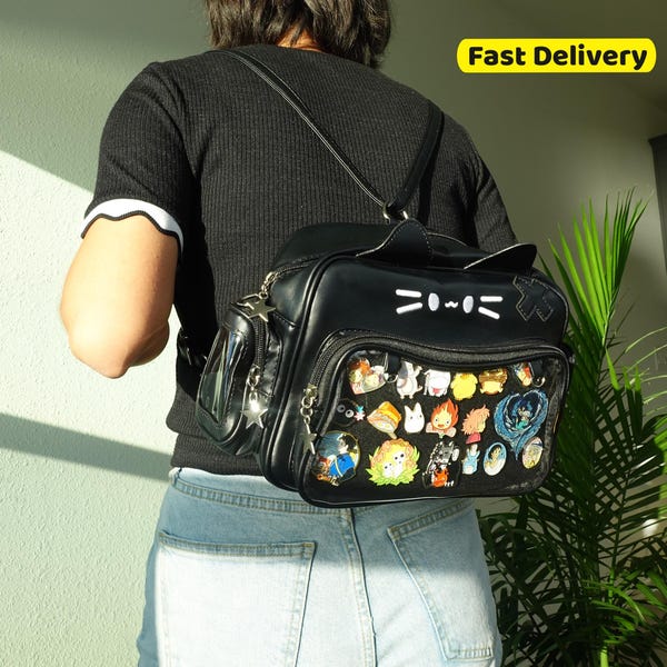 Cat Ita Bag Rucksack & Crossbody, Ita Rucksack, Ita Bag Crossbody, Pin Display Bag, süße Ita Bag, kawaii Tasche.