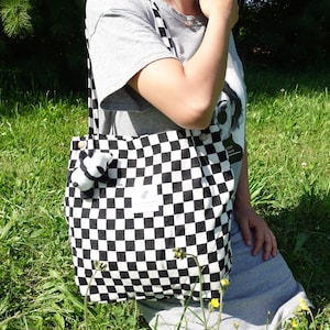 Personalisierte Cord Checker Bag, karierte Einkaufstasche, Lunch Bag und Makeup Tasche, Courdory Einkaufstasche, Cord Geldbörse