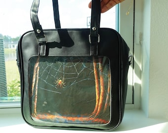 Ita Bag Crossbody with Patterned Insert: Kawaii Pin Display Bag, Anime Pins Itabag, Pin Trading Bag, Pin Collector Bag, Shoulder Ita Bag.