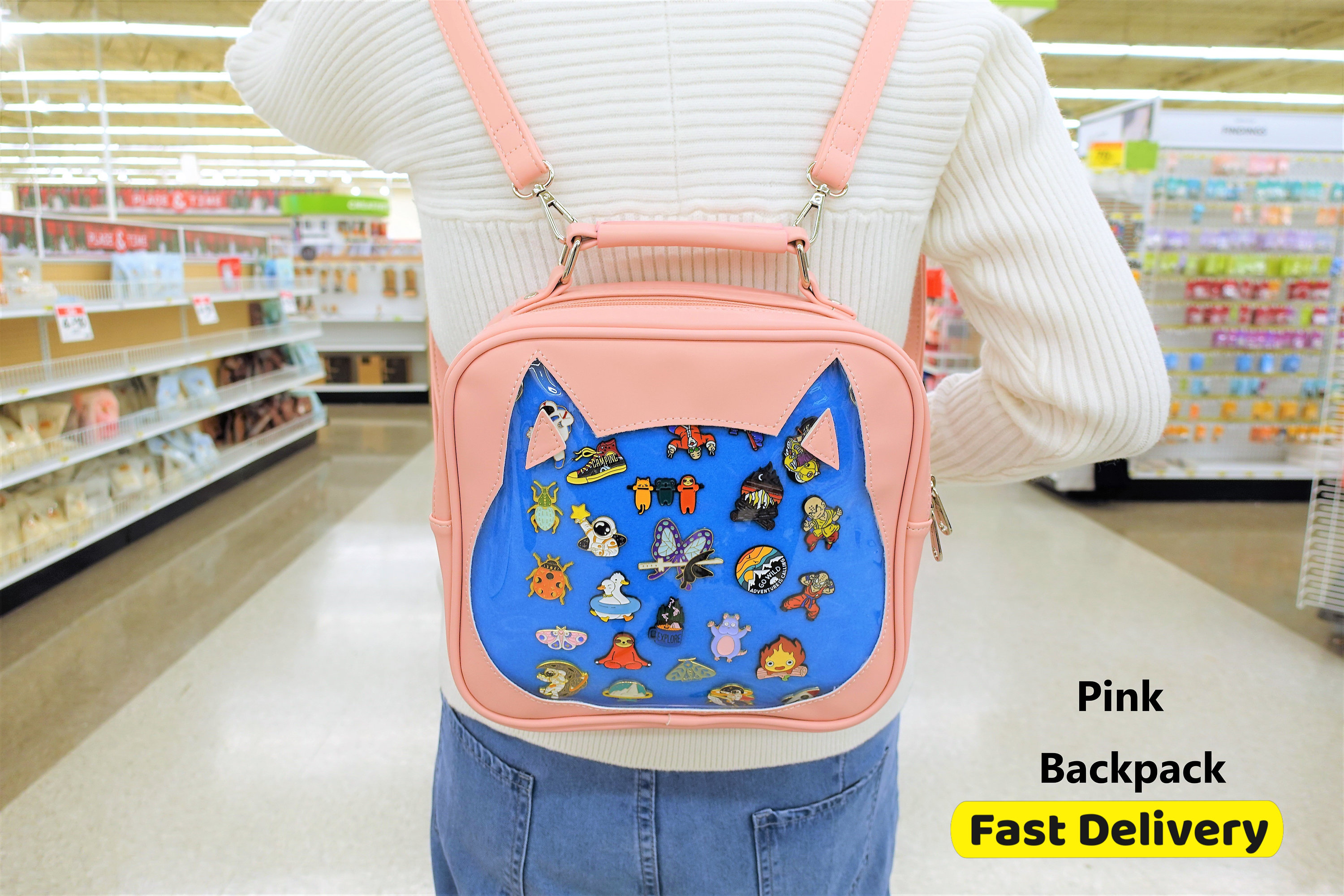 Cat Ita Bag Backpack: Versatile 3-way Pin Display Bag - Etsy display picture 2
