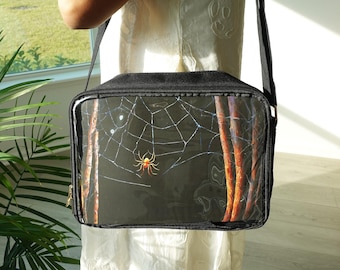 Pattern Insert Ita Bag Crossbody, Clear Window Shoulder Messenger Bag, Anime Pin Display Purse, Itabag for Collectors & Cosplay.