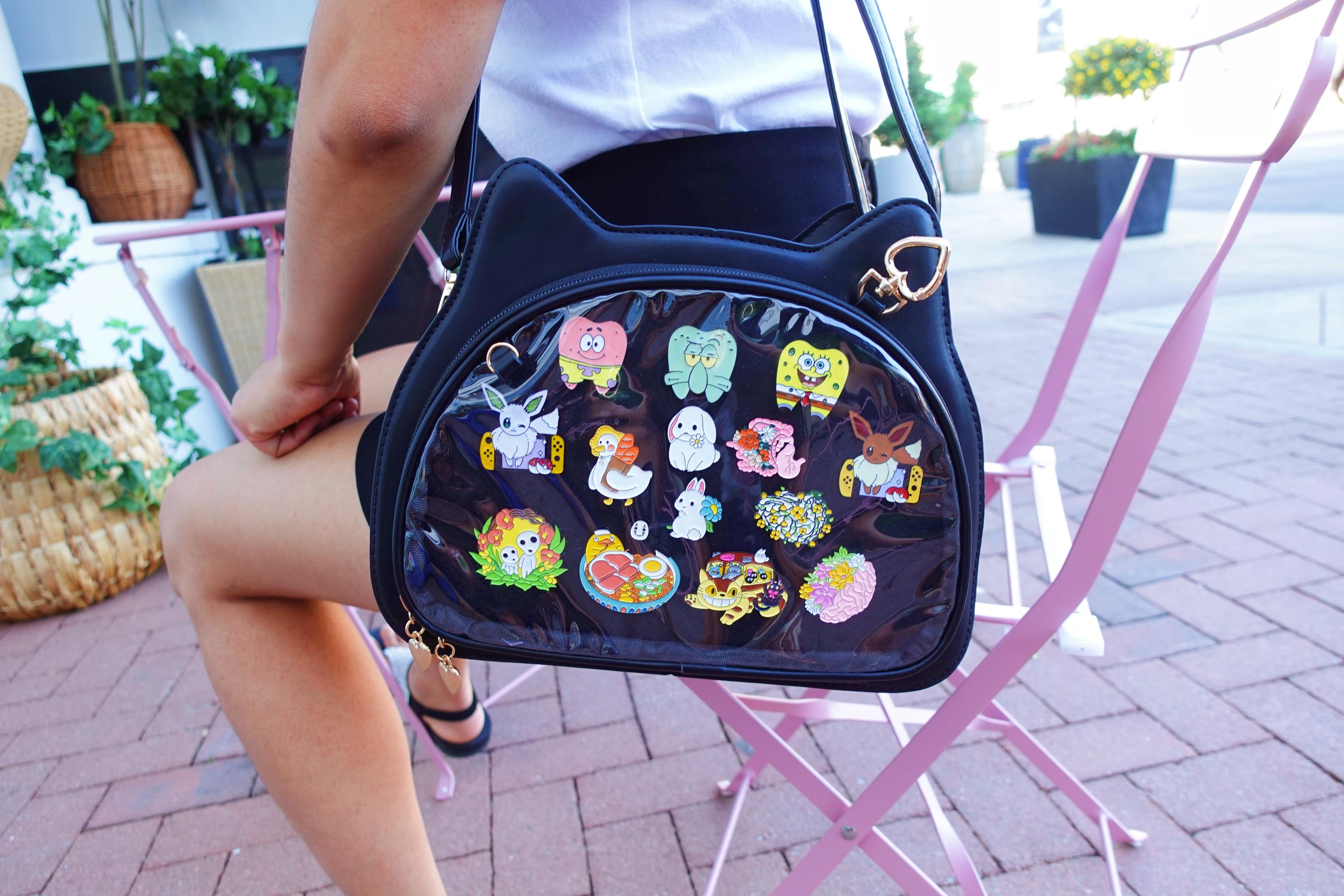 Cat Ita Bag, Kawaii Anime Pin Display Bag, Clear Window Crossbody