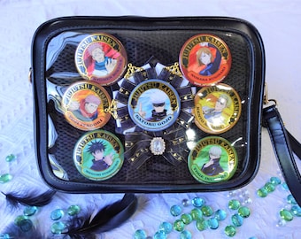Bolso bandolera Ita, bolso para exhibir pines de anime, bolso con ventana transparente, bolso para photocards de Kpop, bolso de hombro bonito para convenciones.