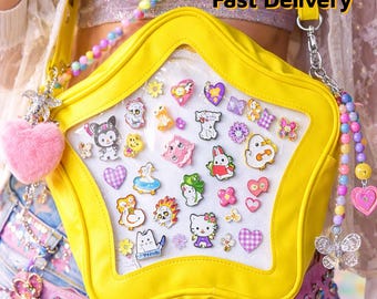 Bolso bandolera Star Ita, bolso bandolera Kawaii para exhibir pines, bolso con ventana transparente para pines de anime, lindo bolso de hombro para coleccionistas, Itabag único.