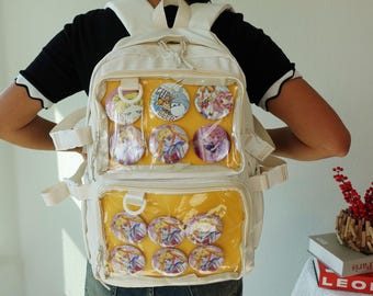 Großer Ita Rucksack, Kawaii Anime Schultasche, klare Fenster leichte haltbare Itabag, niedlicher Display-Rucksack für Stifte, Laptop-Rucksäcke.