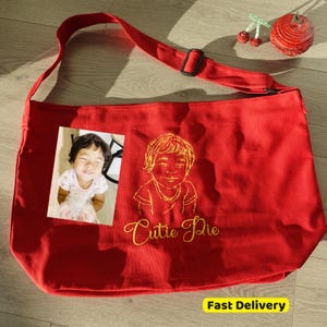 Custom Portrait Canvas Crossbody Bag: Oversized Travel Tote, Made in USA