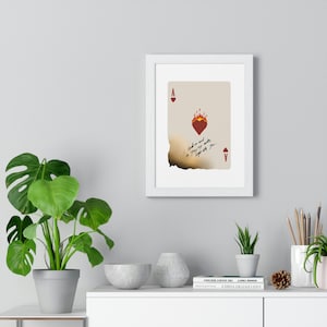 Original design framed Art: Ace of Burning Hearts/ Trendy Wall Art