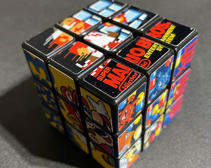 CUSTOM NES Nintendo Rubik's Cube Retro Super Mario Bros.  You choose game labels! www.makngames.com
