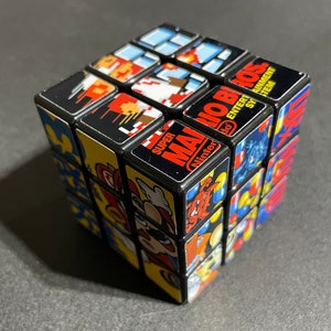 CUSTOM NES Nintendo Rubik&#39;s Cube Retro Super Mario Bros.  You choose game labels! www.makngames.com