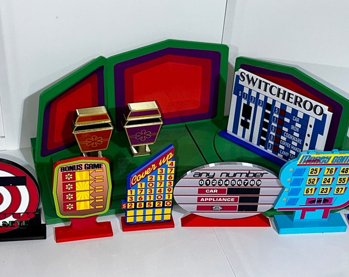 The "Barker Era" Price is Right Stage, Showcase, and Turntable Playset -  15 inches wide x 7 inches deep x 5 inches high www.makngames.com