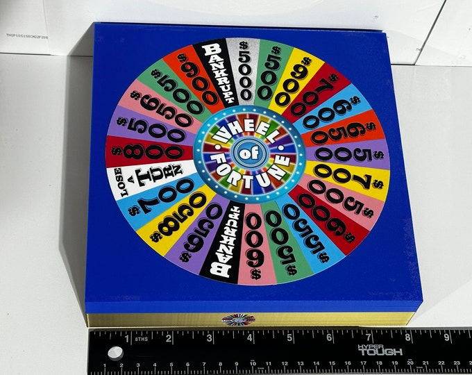 Wheel of Fortune Wheel Storage Box - box is roughly 8 inches x 8 inches www.makngames.com