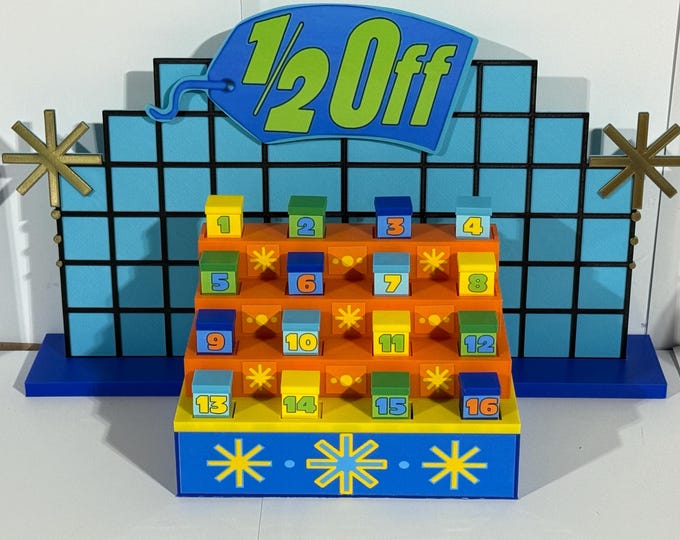 Price is Right "1/2 Off" Game - Half Off - 16 in long x 10 in high x 8 in wide - www.facebook.com/AandM3DPrints/ www.makngames.com