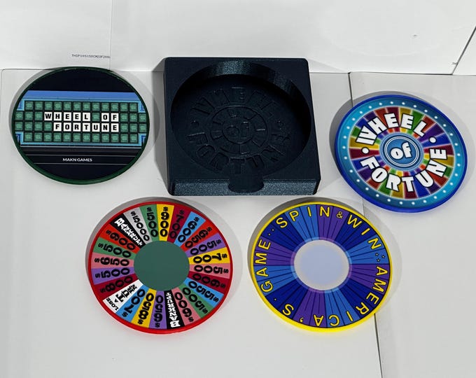 Wheel of fortune Coasters 10 cm x 10 cm x 4 mm - www.facebook.com/AandM3DPrints/ www.makngames.com