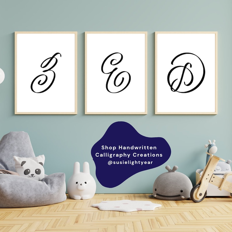 Letter Z Calligraphy Wall Art Print Initial Alphabet Monogram