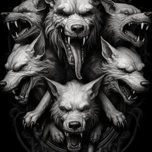 Cerbero blanco y negro