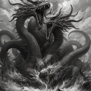 Schwarz-weiße Hydra