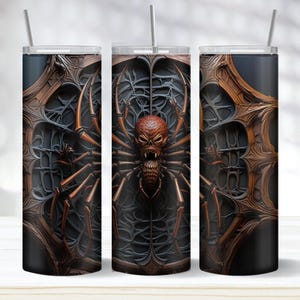 3D Spider Tumbler Wrap, Halloween Spooky 20oz Skinny Tumbler (PNG)