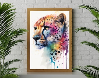 Impressão de pintura em aquarela de leopardo, impressão de animal de berçário, pintura de animal para quarto de criança, impressão em aquarela Safari, impressão em aquarela de vida selvagem