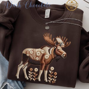 Boho Älgtröja: Campingtröja med tryck och broderi