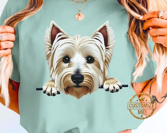 Camiseta Comfort Colors para West Highland Terrier, Camiseta estampada y bordada para mamá de Westie