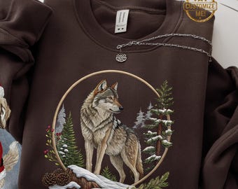 Wild Wolf bedruckt Sweatshirt: Boho Vintage Wildtiere Camping Wandern Abenteuer Shirt,
