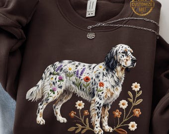 Sudadera con estampado de setter inglés, suéter conmemorativo para perros con aspecto de bordado estampado