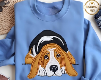 Basset Hound Sweatshirt: Gedruckt gestickt Look Hundemama Geschenk
