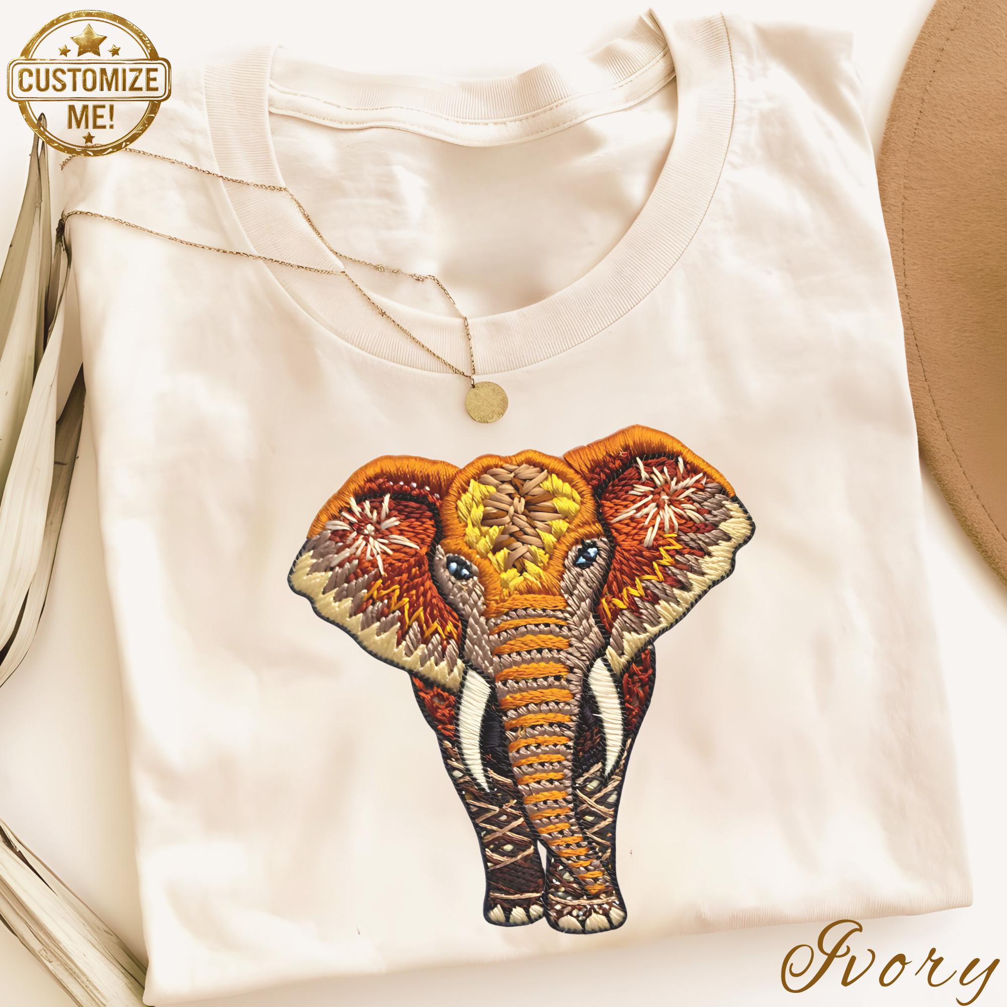 Comfort Colors Elephant T-shirt: Boho Printed Embroidery Look