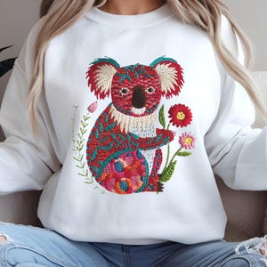 Australia Koala Sweatshirt: Boho Koala Embroidery Look Shirt, Aussie Vibes Expat Australian Souvenir Travel Sweatshirt, Australia Day