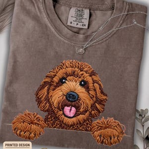 Comfort Colors Doodle Dog Shirt | Printed Embroidery Look Labradoodle Cockapoo GoldenDoodle Dog Mom