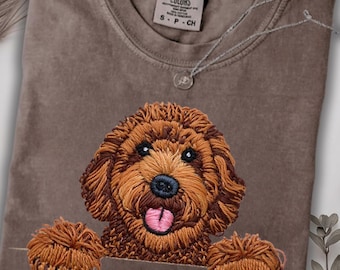 Comfort Colors Doodle Dog Shirt | Printed Embroidery Look Labradoodle Cockapoo GoldenDoodle Dog Mom