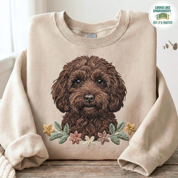 Sweter dla psa Doodle | Bluza z nadrukiem i haftem Labradoodle Cockapoo Golden Doodle
