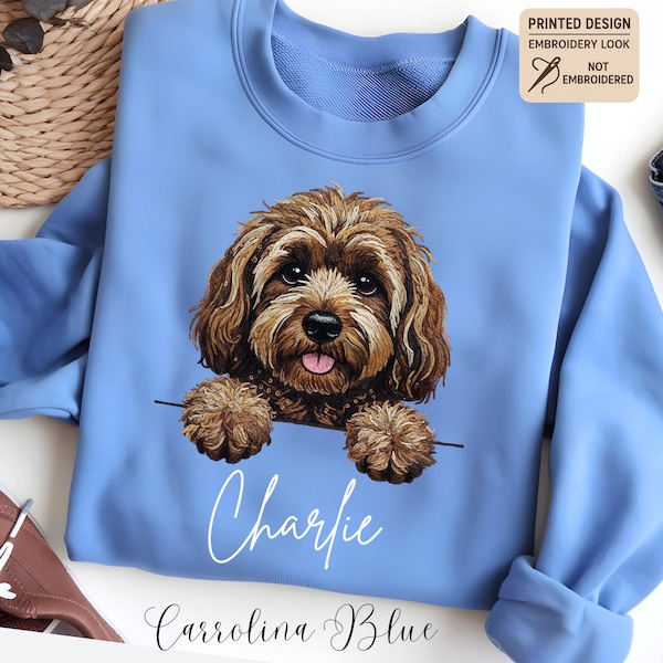 Bluza z nadrukiem w stylu Doodle Dog, nadruk z haftem, sweter GoldenDoodle z motywem Labradoodle Cockapoo