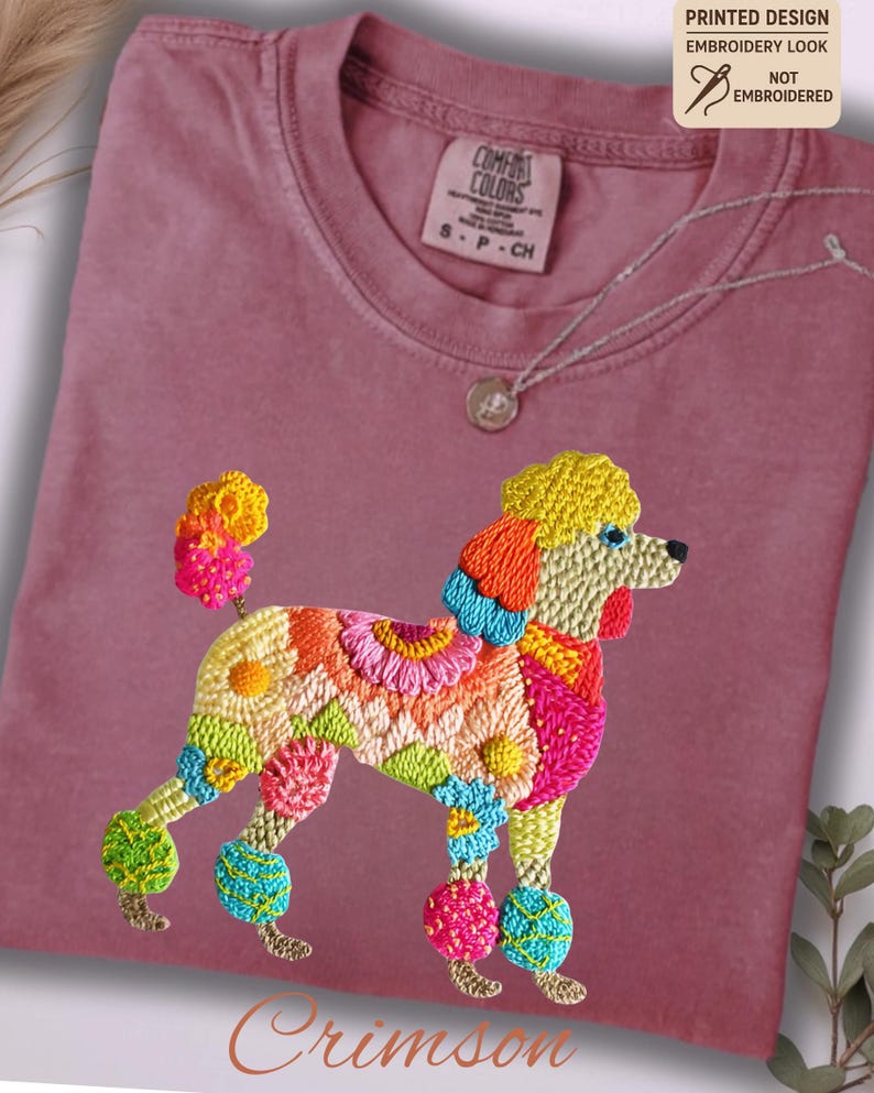 Maglietta con stampa a forma di barboncino Comfort Colors, maglietta con ricamo stampato, maglietta con mamma barboncino carina immagine 4