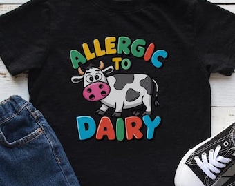 Maglietta per bambini allergici ai latticini / Maglietta carina per la consapevolezza delle allergie / Maglietta per bambini allergici ai latticini / Abbigliamento divertente per allergie alimentari / Intolleranza al lattosio
